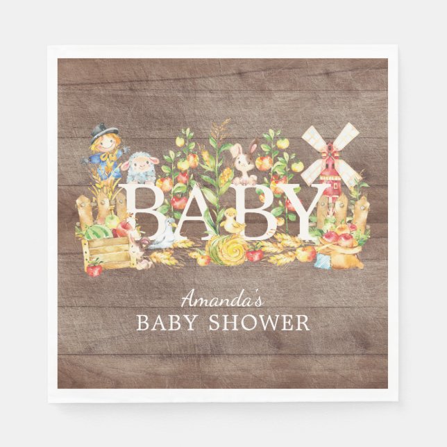 Bauer Market Babydusche Papier Napkins Serviette (Vorderseite)