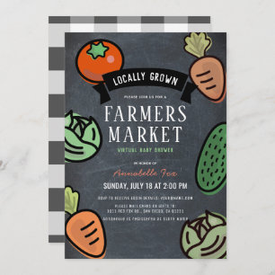 Bauer Market Chalkboard VIrtual Baby Shower Einladung