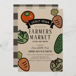 Bauer Market Kraft Paper Virtual Baby Dusche Einladung