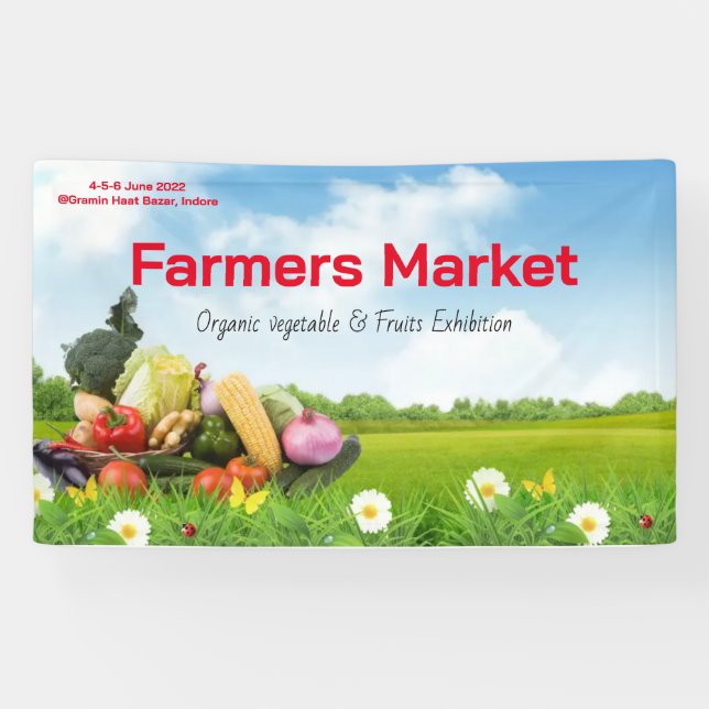Bauer Market Produzieren Aquarellbauernhof Frische Banner (Horizontal)