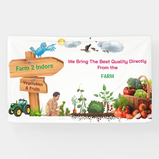 Bauer Market Produzieren Aquarellbauernhof Frische Banner (Horizontal)