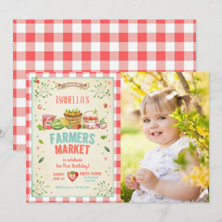 Bauer Markt Grosse Veggies Obst Rote Girl Party Einladung