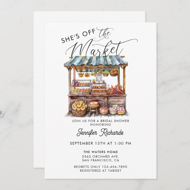 Bauer Markt Retro Rustikales Vintages Brautparty Einladung (Vorne/Hinten)