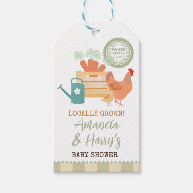 Bauer Markt Vor Ort gewachsene Babydusche Gefallen Geschenkanhänger (Vorderseite)