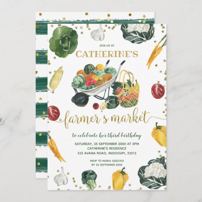 Bauer Markteinladung zum Geburtstag Einladung (Vorne/Hinten)