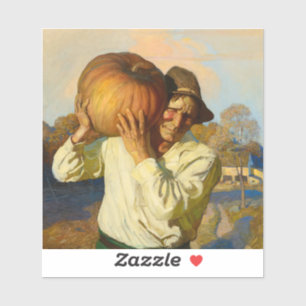 Bauer mit Pumpkin von Newell Convers Wyeth Aufkleber