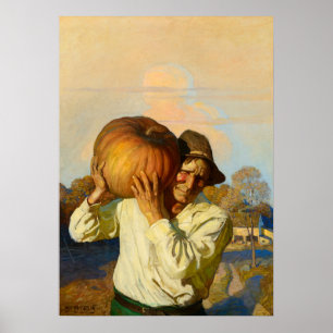 Bauer mit Pumpkin von Newell Convers Wyeth Poster