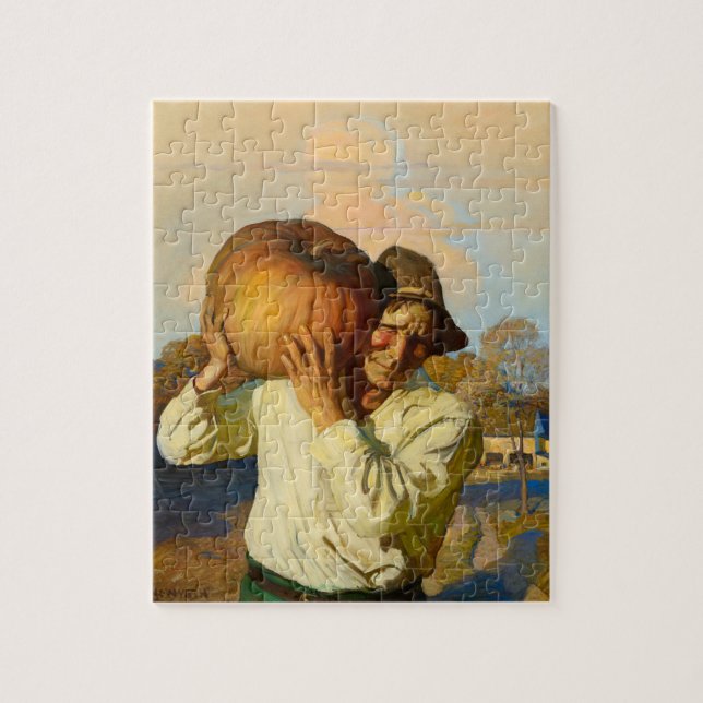 Bauer mit Pumpkin von Newell Convers Wyeth Puzzle (Vertikal)