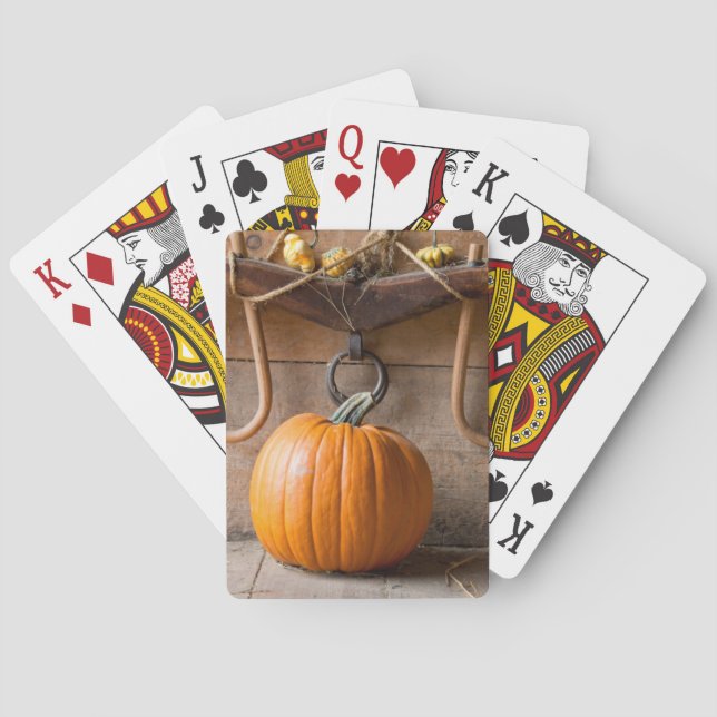 Bauer-Museum Kürbis in Scheune mit Heuballen Spielkarten (Rückseite)