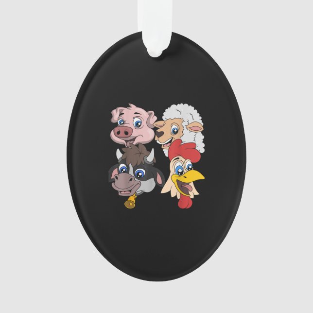 Bauer Niedliches Schweinefleisch Hühnergeschenk Ornament (Vorderseite)