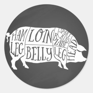 Bauer Schweineschlachtfleisch Teilstücke Kleinhalt Runder Aufkleber