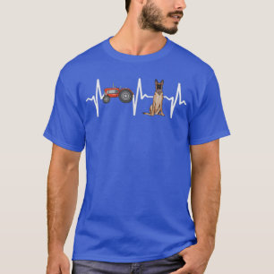 Bauer Tractor Belgisch Malinoi Heartbeat Dog Lover T-Shirt