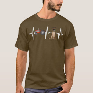 Bauer Tractor Belgisch Malinoi Heartbeat Dog Lover T-Shirt