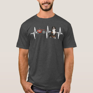 Bauer Tractor Bernese Mountain Hund Herzschlag Hun T-Shirt