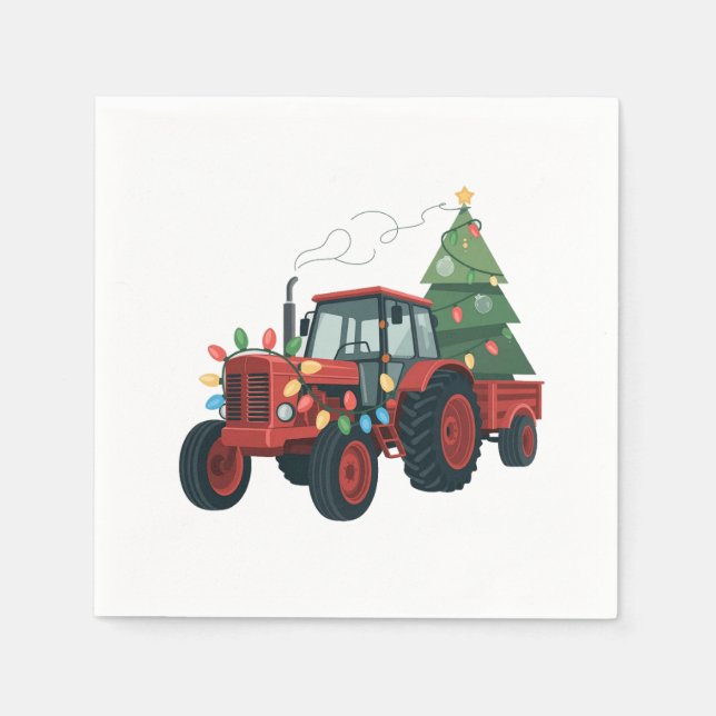Bauer Tractor Xmas Lighting Traktor Weihnachten Serviette (Vorderseite)