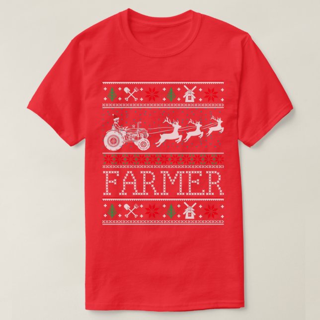 Bauer Tractors Ugly Weihnachts Weihnachtsgeschenke T-Shirt (Design vorne)