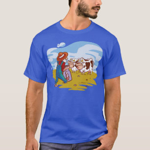 Bauer und Kühe Cartoon landwirtschaftliche Nutzküh T-Shirt