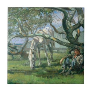 Bauer und Pferd in Nantucket (Ländliche Landschaft Fliese