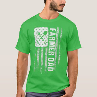 Bauer Vater erschüttert amerikanische Fahne Vater T-Shirt