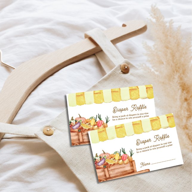 Bauer Veggie Obstteller Windelwanne Kinderdusche Begleitkarte (Farmer Veggie Fruits Diaper Raffle Baby Shower Enclosure Card)