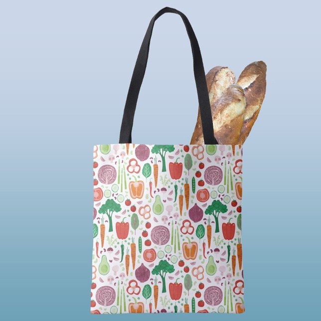 Bauer vermarkten Gemüse Muster Wasserfarbe (Fun vegetable pattern farmers market tote bag)