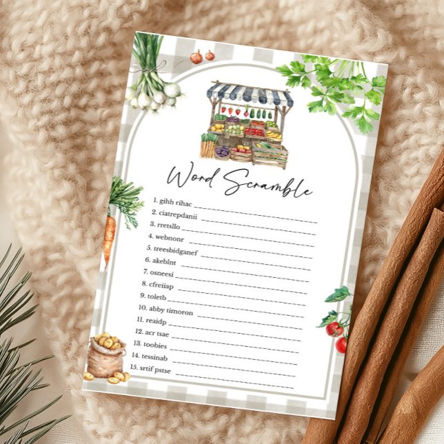 Bauer vermarkten lokal gewachsenes Word Scramble G (Farmers Market Baby Shower Word Scramble Game)