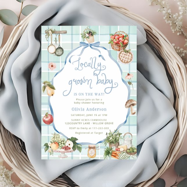 Bauer vermarkten lokale Grown Boy Baby Shower Einladung (Von Creator hochgeladen)