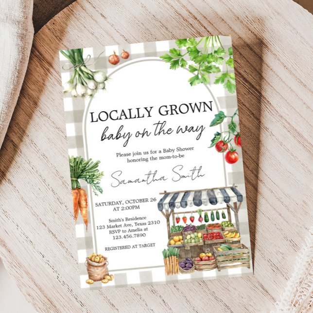 Bauer vermarkten vor Ort gebaute Kinderdusche Einladung (Farmers Market Baby Shower Invitation)