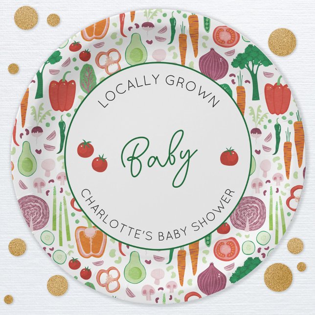 Bauer vermarkten vor Ort gebaute Kinderdusche Pappteller (Farmers market locally grown baby personalized baby shower party paper plates)