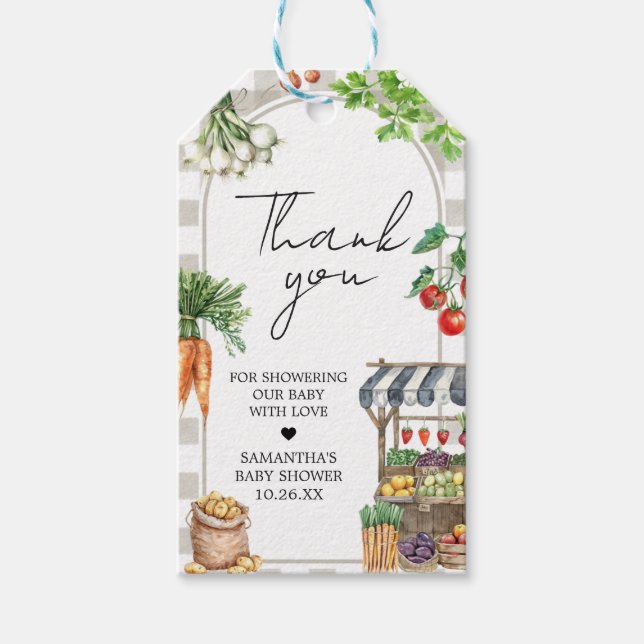 Bauer vermarkten vor Ort gezüchtete Babydusche Geschenkanhänger (Vorderseite)