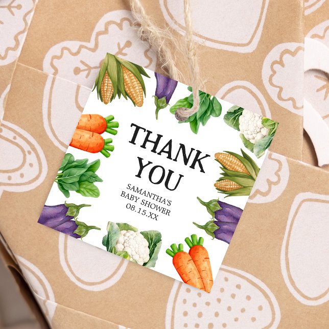 Bauer vermarkten vor Ort gezüchteten Baby-Duschpla Geschenkanhänger (Locally Grown Baby Shower Square Favor Tags)