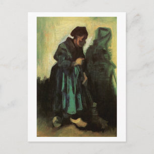 Bäuerin beim Fegen des Bodens, Vincent van Gogh Postkarte