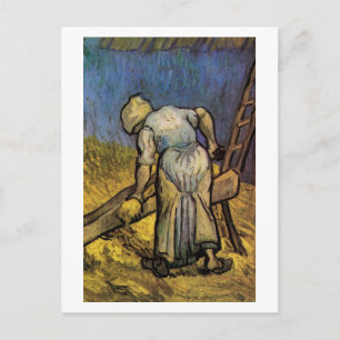 Bäuerin beim Strohhäckseln, Vincent van Gogh Postkarte