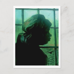 Bäuerin gegen Fenster, Vincent van Gogh Postkarte