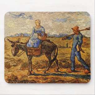 Bäuerliches Paar am Morgen auf dem Weg zur Arbeit Mousepad