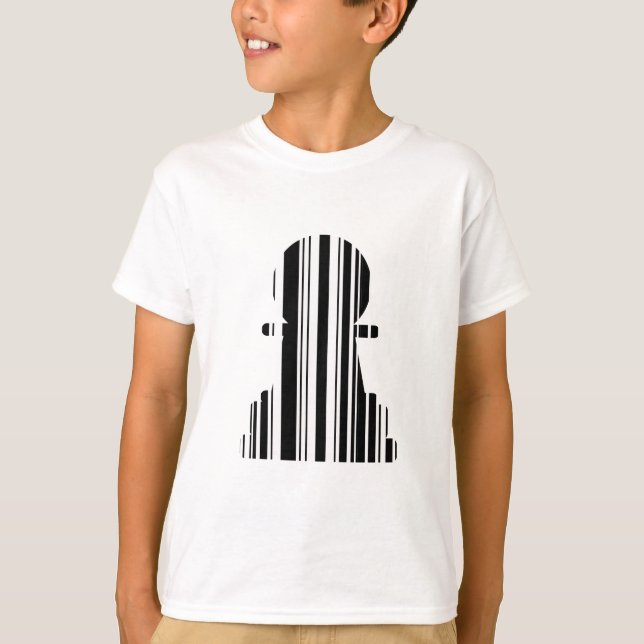 Bauern-Bar-Code-Schachfigurenmuster-Design T-Shirt (Vorderseite)