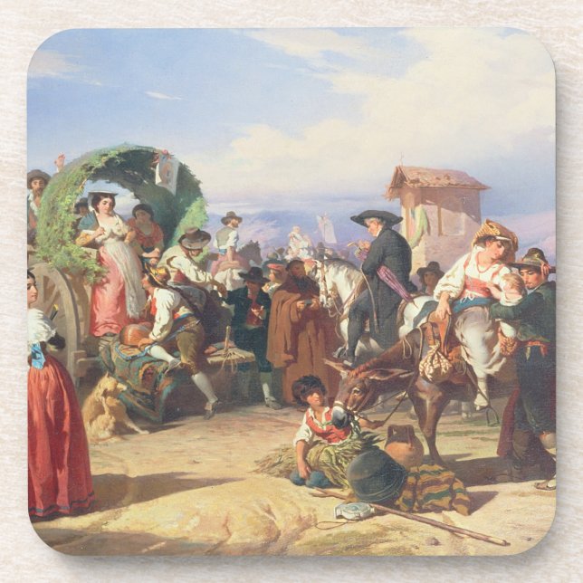 Bauern der Campagna, 1860 (Öl auf Leinwand) Untersetzer (Vorderseite)