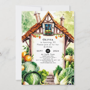 Bauern für Aquarellpflanze zum Geburtstag Einladung