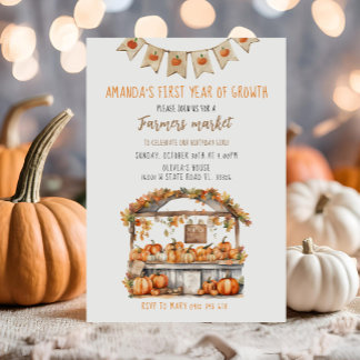 Bauern Markt erstes Jahr Wachstum Geburtstag Einladung
