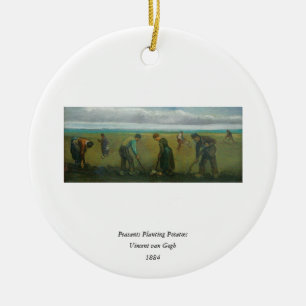 Bauern oder Landwirte beim Kartoffelpflanzen von V Keramik Ornament
