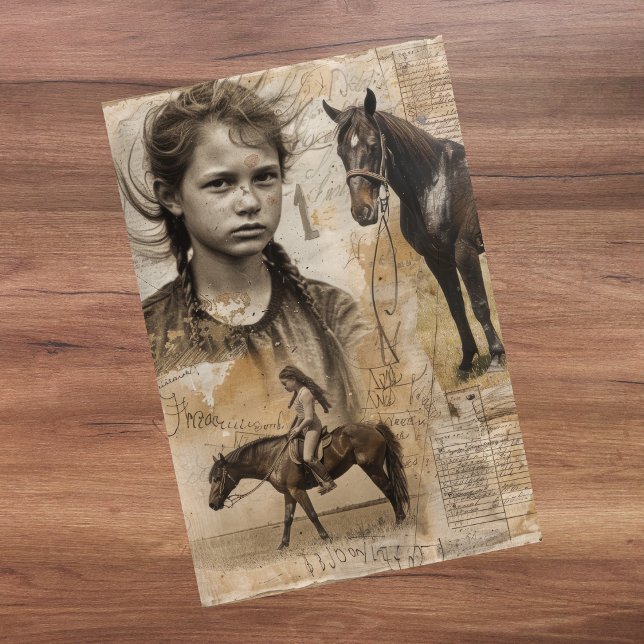 Bauern Tochter mit Pferdededekutsche Seidenpapier (Farmer's Daughter with Horse Decoupage Tissue Paper
)