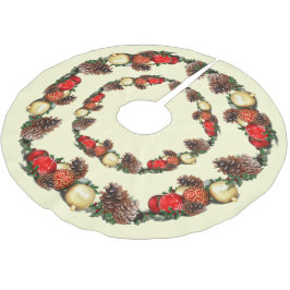 Bauern und Pine Cones Weihnachten Polyester Weihnachtsbaumdecke