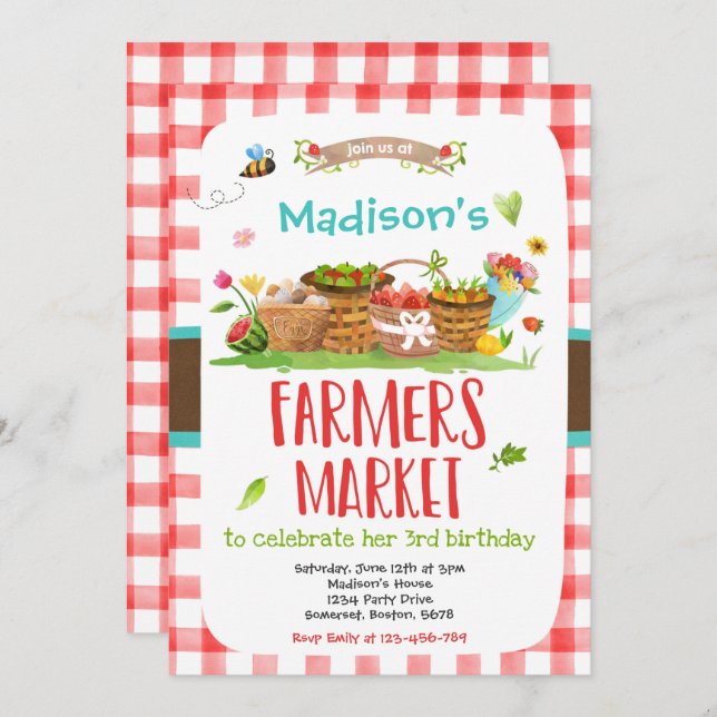 Bauern vermarkten Geburtstagslandwirtschaft mit ei Einladung (Vorne/Hinten)