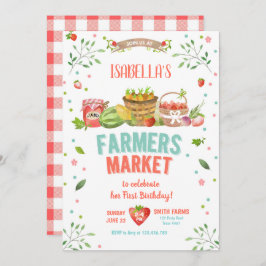 Bauern vermarkten gewachsenes Veggies-Frucht-rotes Einladung