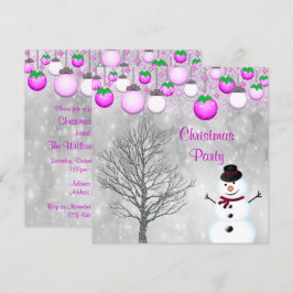 Bauern, Winterbaum & Snowman Weihnachtsfest Party Einladung