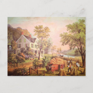 Bauern Zuhause Harvest Postcard Postkarte