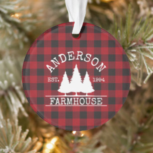 Bauername Familienname Red Buffalo Kariert Ornament