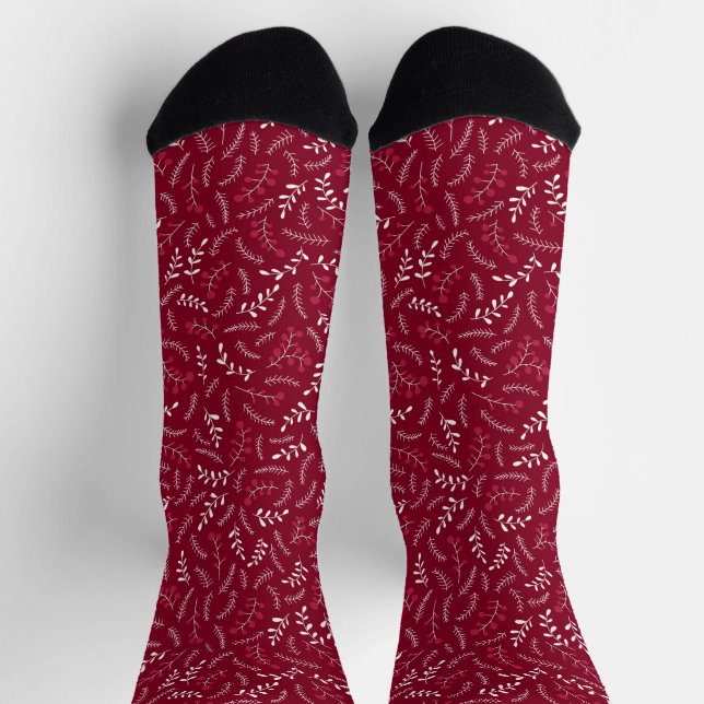 Bauernburgund rustikale Laubbaumstruktur niedlich Socken (Oben)