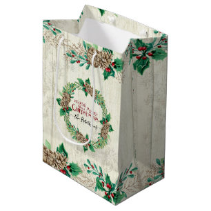 Bauernfamilie Frohe Weihnachtsfeiertage Kronenfest Mittlere Geschenktüte