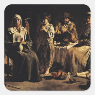 Bauernfamilie im Inneren, c.1643 Quadratischer Aufkleber